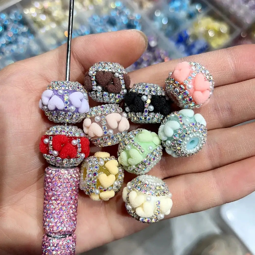 Heart Pearls Rhinestone Chain Acrylic DIY Fancy Beads-Random Mixed