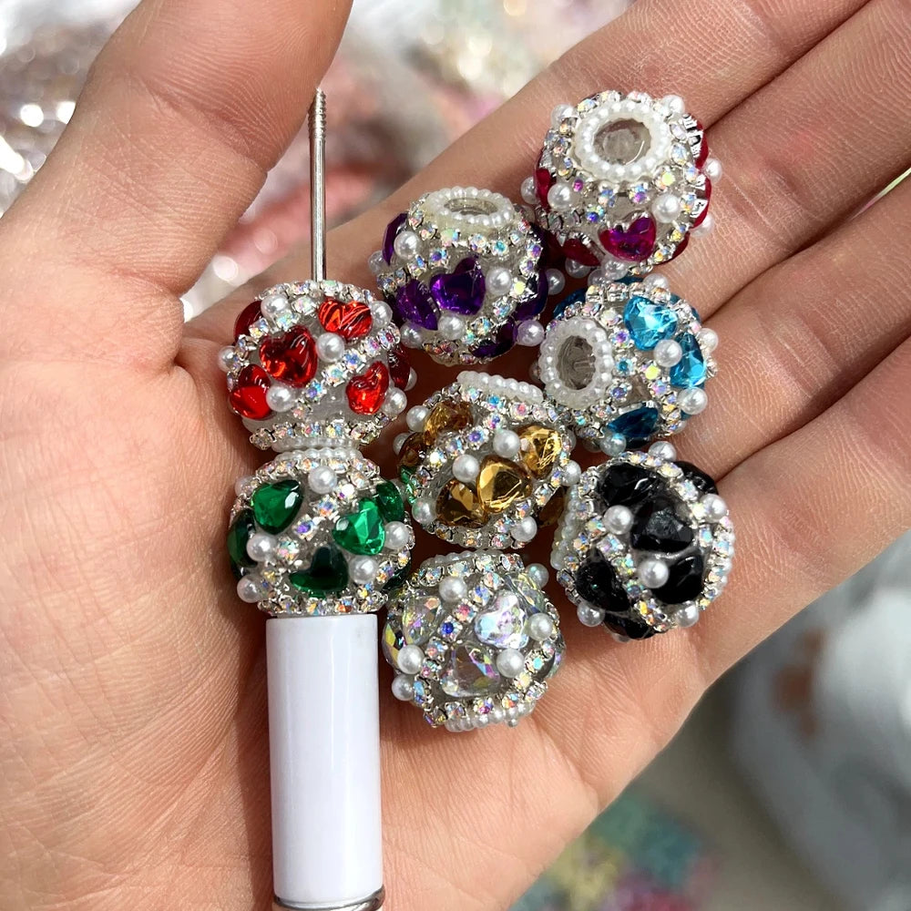 Heart Pearls Rhinestone Chain Acrylic DIY Fancy Beads-Random Mixed