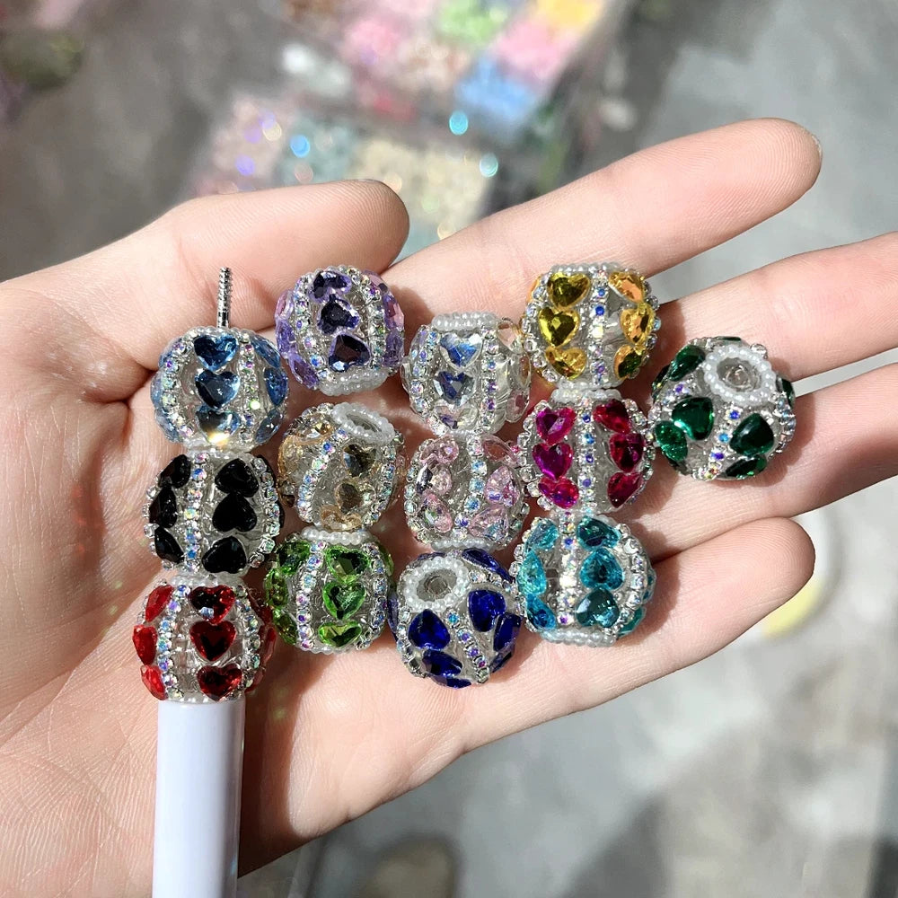 Heart Pearls Rhinestone Chain Acrylic DIY Fancy Beads-Random Mixed