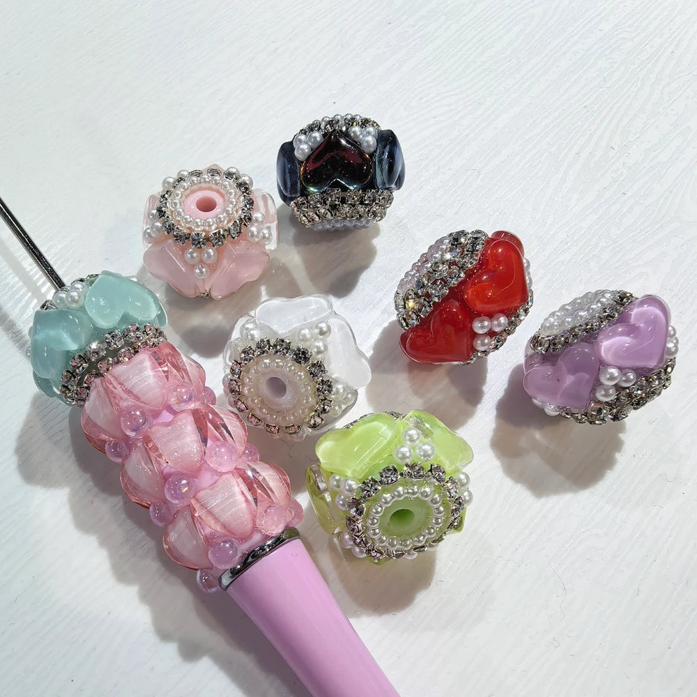 Heart Pearls Rhinestone Chain Acrylic DIY Fancy Beads-Random Mixed