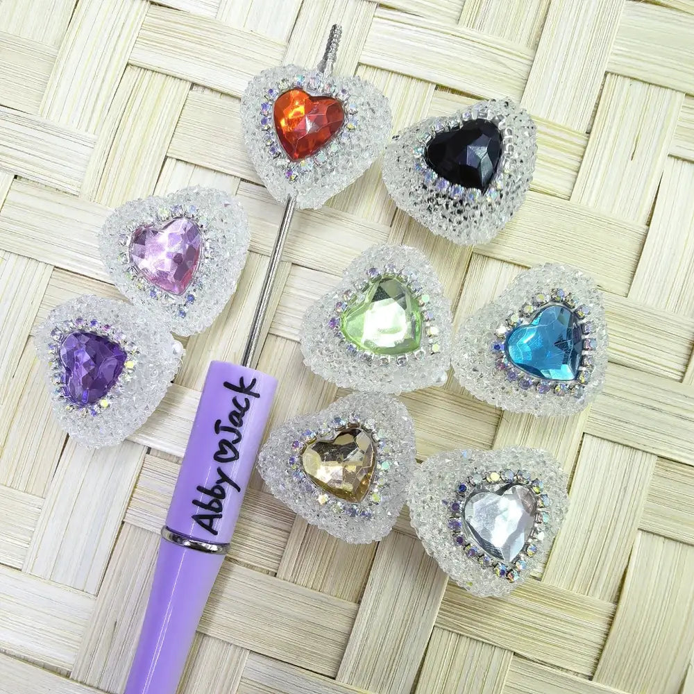 Heart Rhinestone and Rhinestone Chain Sugar Beads