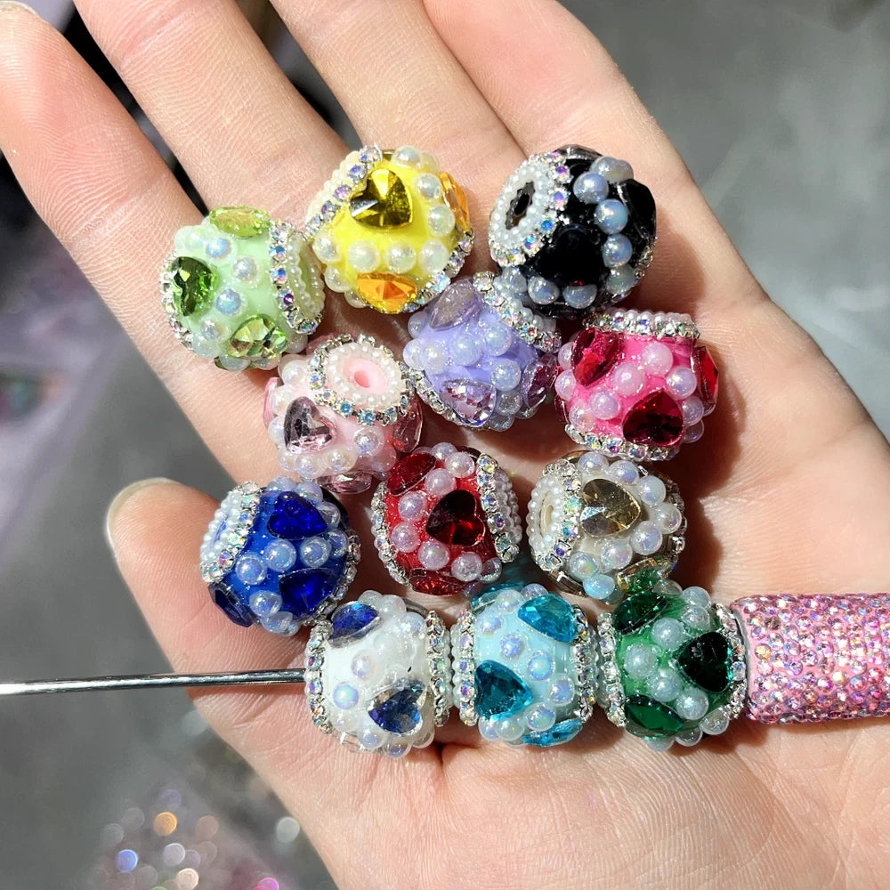 Heart Rhinestone Pearls Rhinestone Chain Acrylic DIY Fancy Beads-Random Mixed