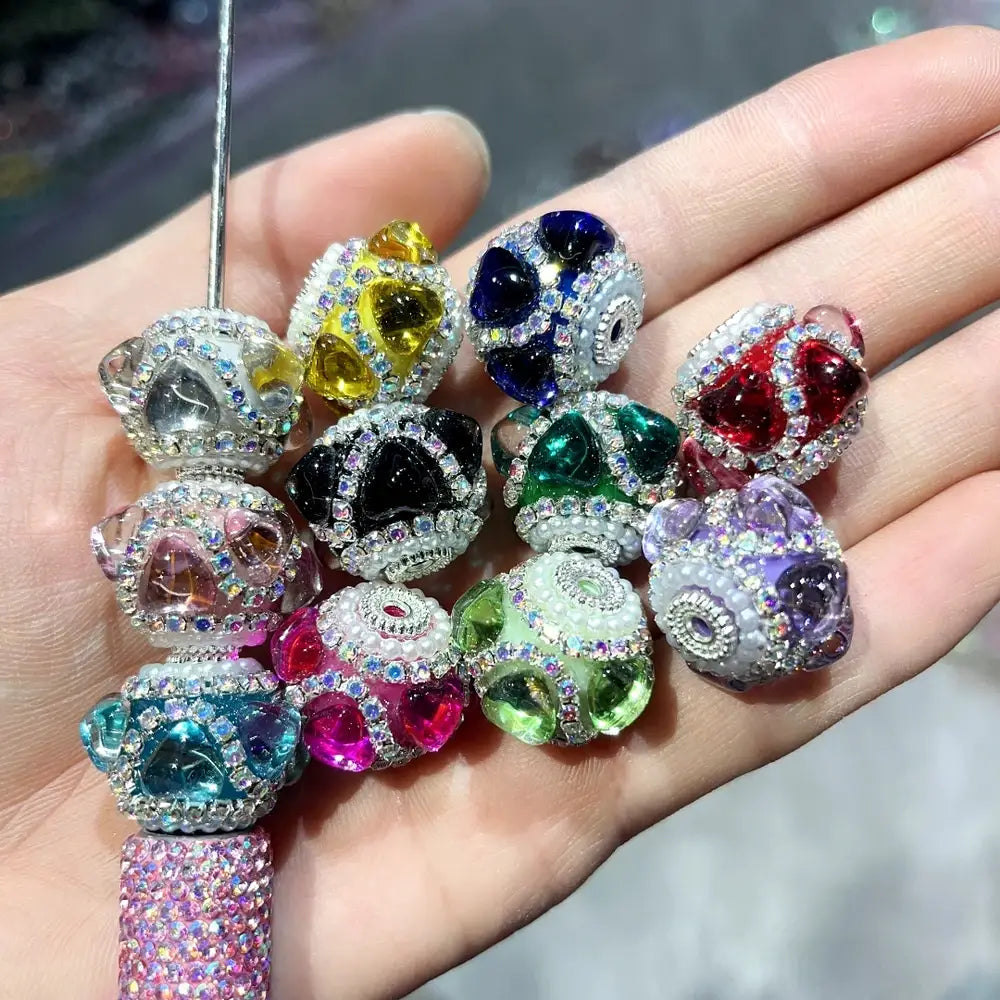 Heart Rhinestones Pearls Rhinestone Chain Acrylic DIY Fancy Beads-Random Mix