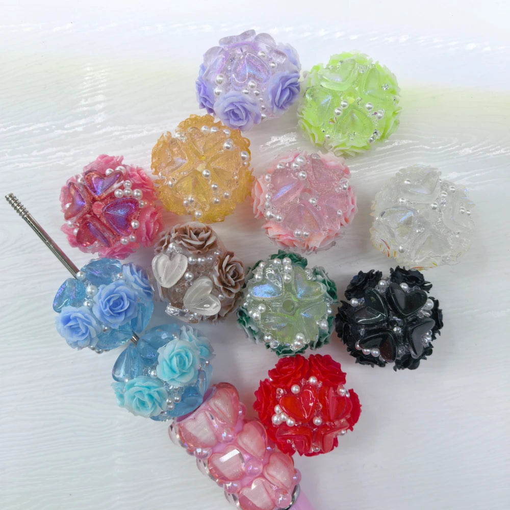 Heart Rhinestones Pearls Rose Acrylic DIY Fancy Beads-Random Mixed