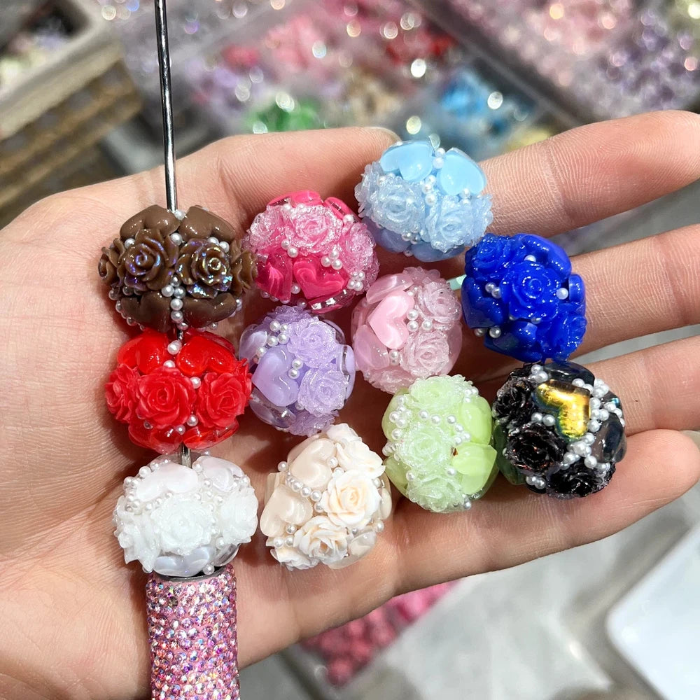 Heart Roses Pearls Acrylic DIY Fancy Beads-Random Mixed