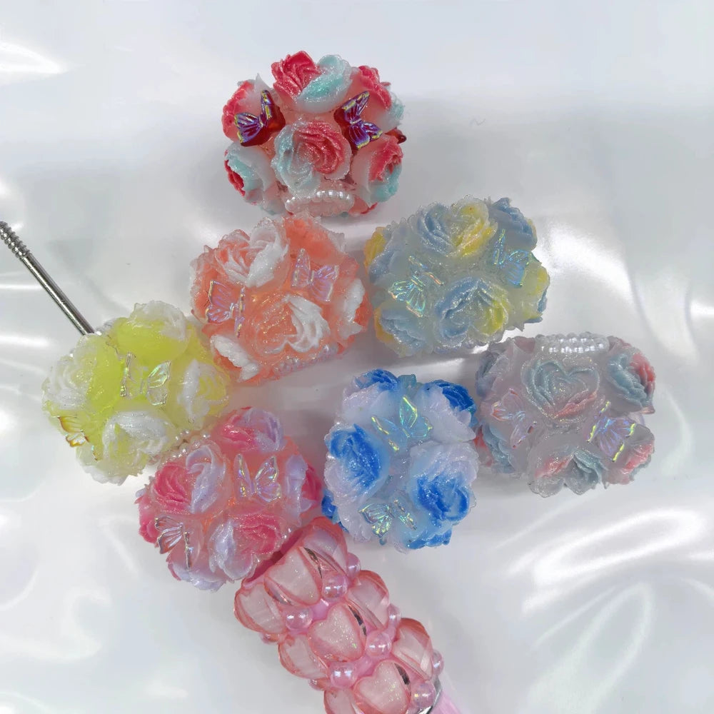 Heart Roses Pearls Butterfly Acrylic DIY Fancy Beads-Random Mixed