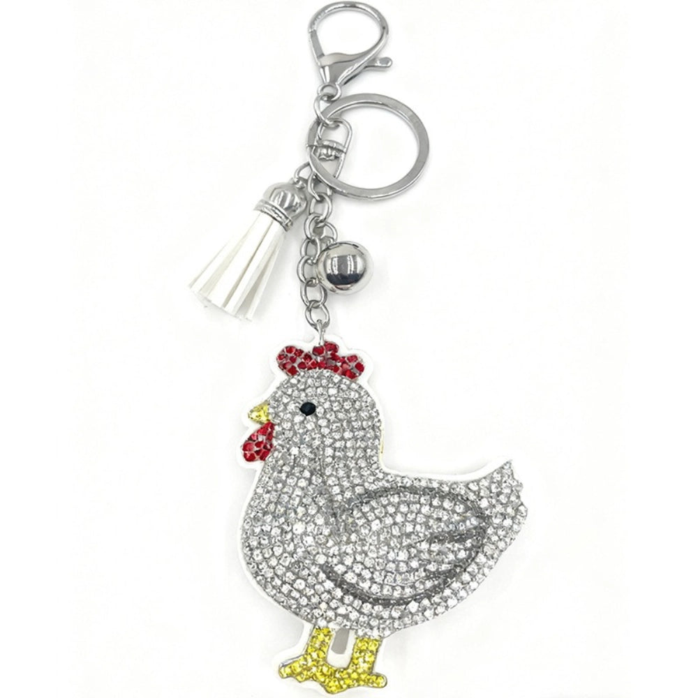 Hen Rhinestone Keychain for DIY