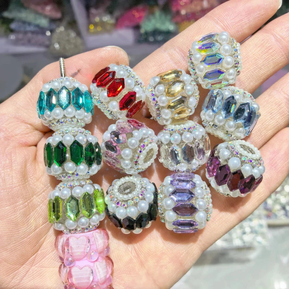 Hexagonal Rhinestone Pearls Rhinestone Chain Acrylic DIY Fancy Beads-Random Mixed