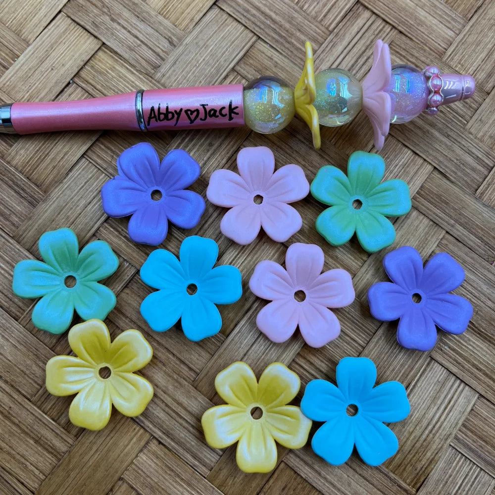 Large Iridescent Flower Acrylic Spacer Beads | Pens Keychains Bracelets