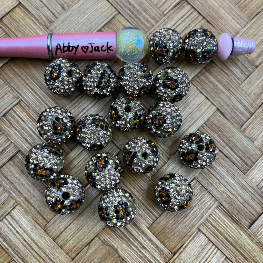 Leopard Rhinestones Bead | Beadable Pens Keychains Bracelets