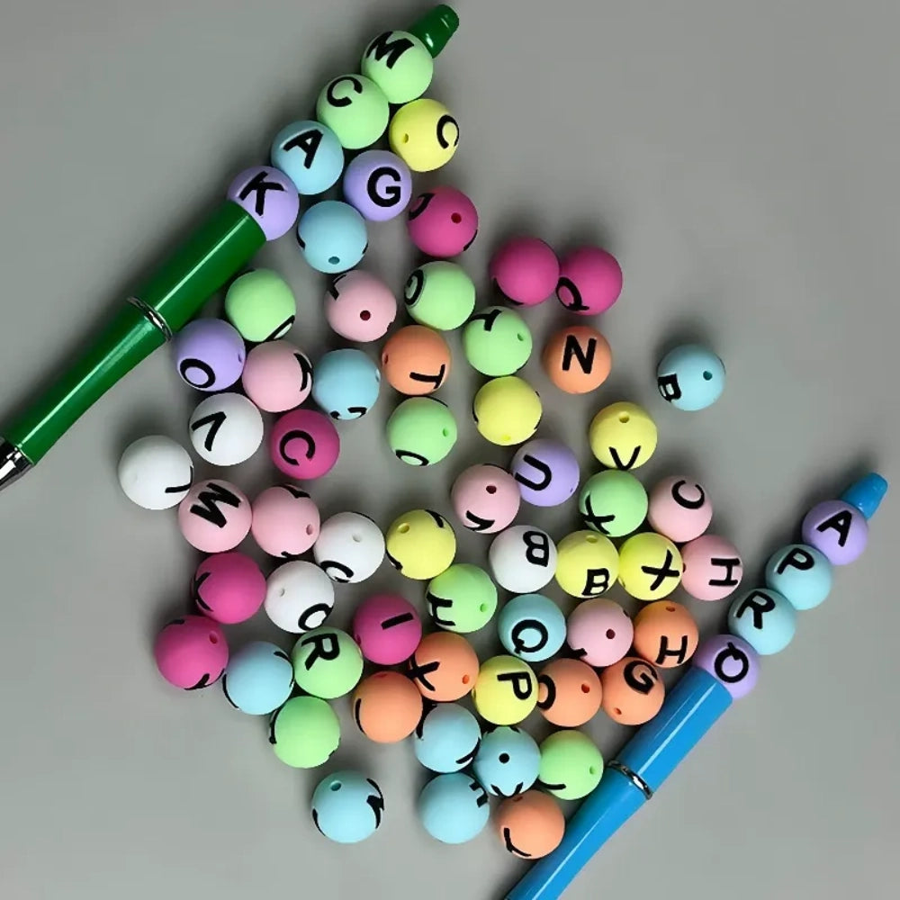 Letter Beads Silicone Beads for DIY Pens Bracelet Keychains