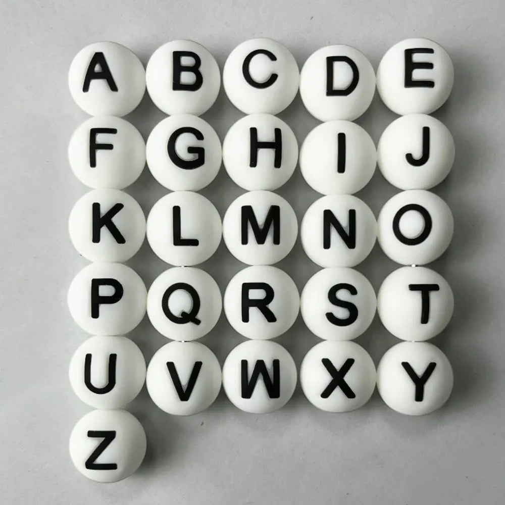 Letter Beads Silicone Beads for DIY Pens Bracelet Keychains