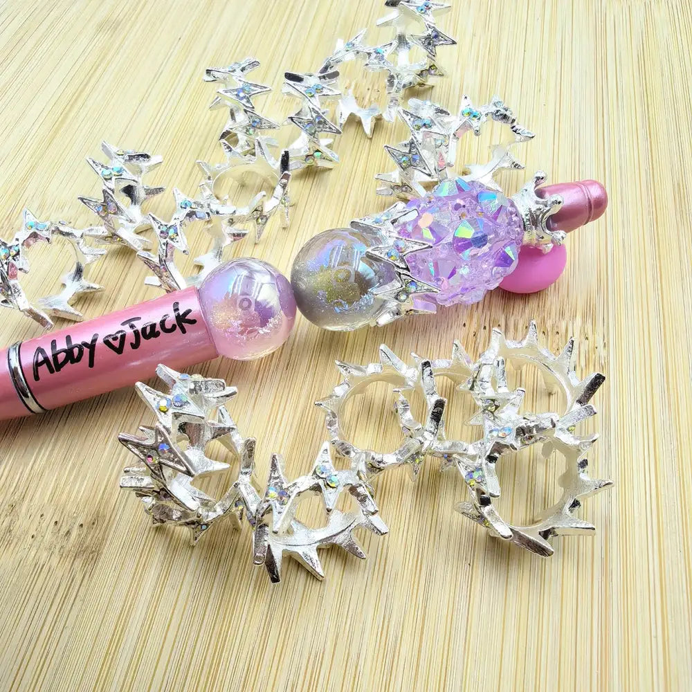 Lightnings with Rhinestones Silver Metal Spacer