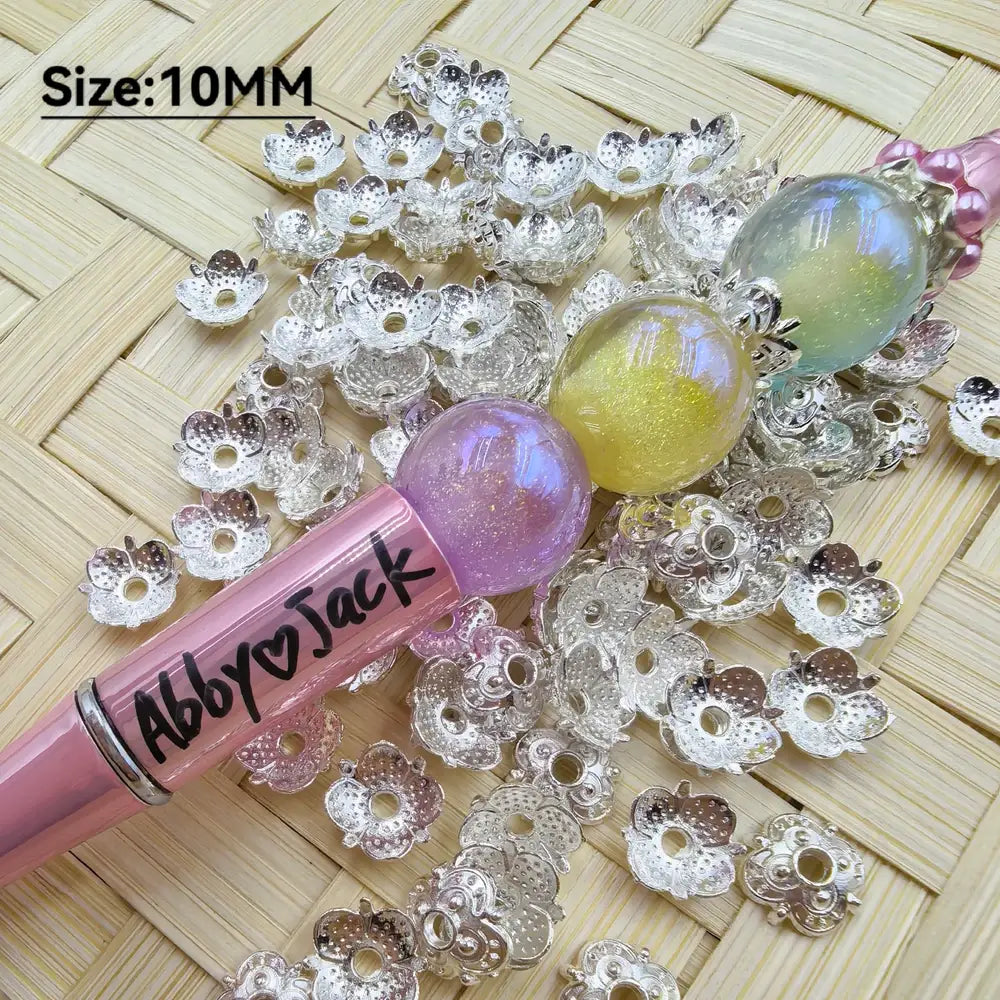 Lotus in Sliver Color Bead Caps Cages, 10MM