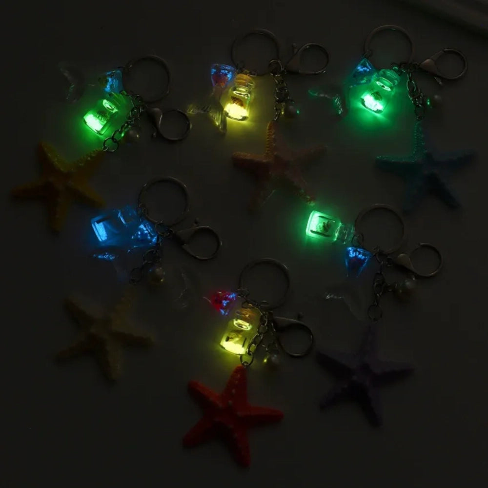 Luminous Starfish Mermaid Tail Keychain