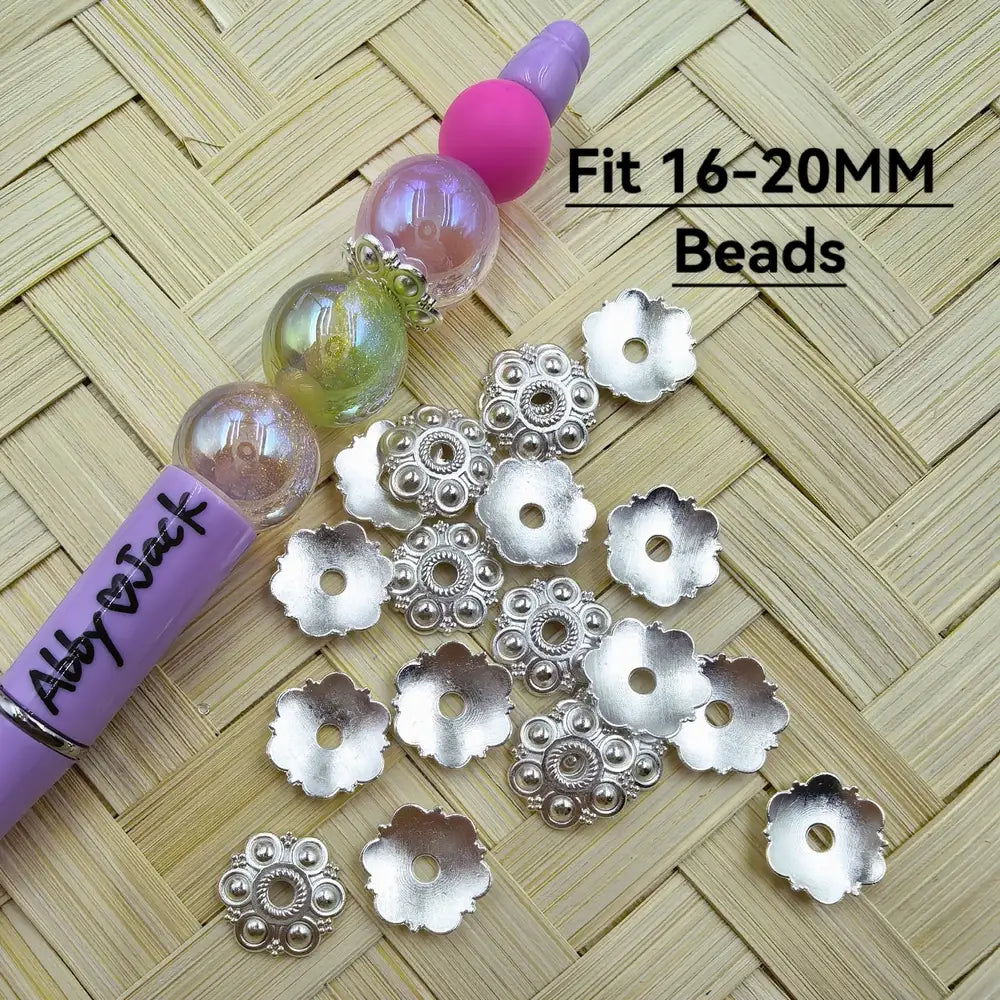 Metal Flower Shape Bead Caps Cages in Silver Color, 16-20MM