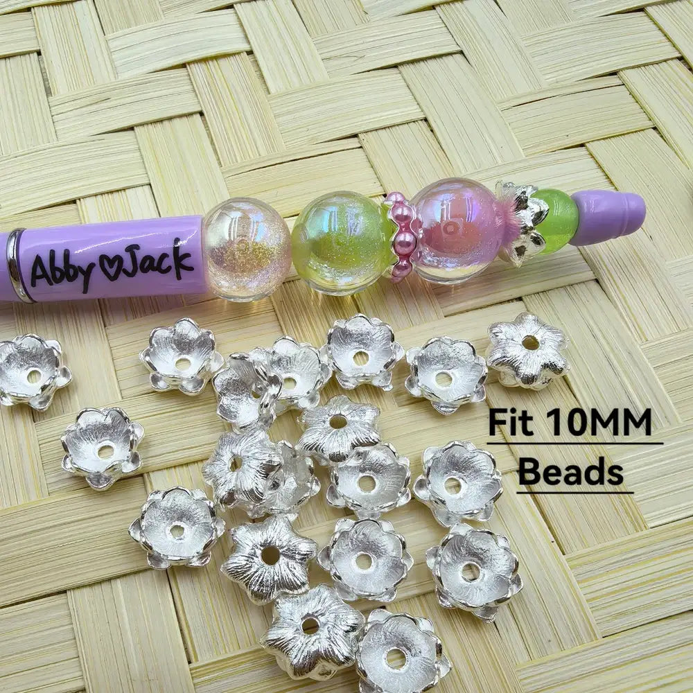Metal Lotus Flower Bead Caps Cages in Silver Color, 10MM