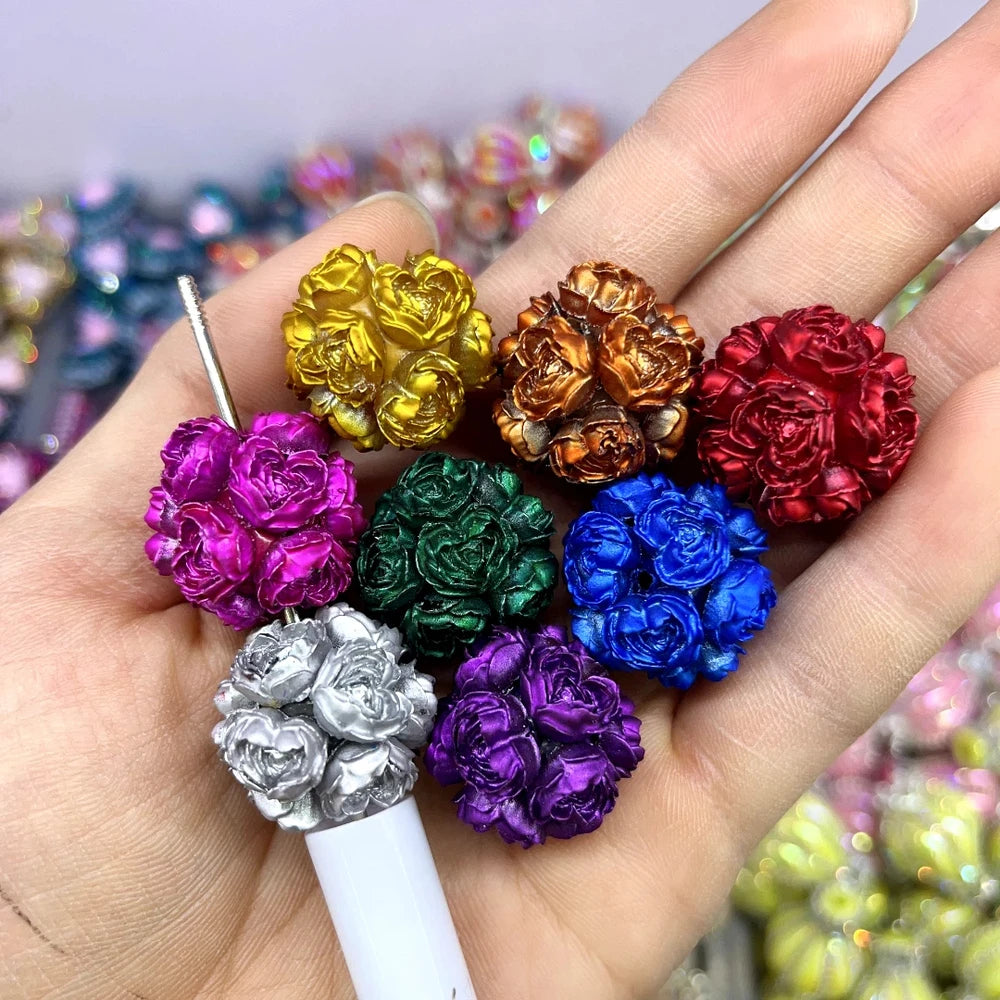 Metallic Roses Clay DIY Fancy Beads-Random Mixed