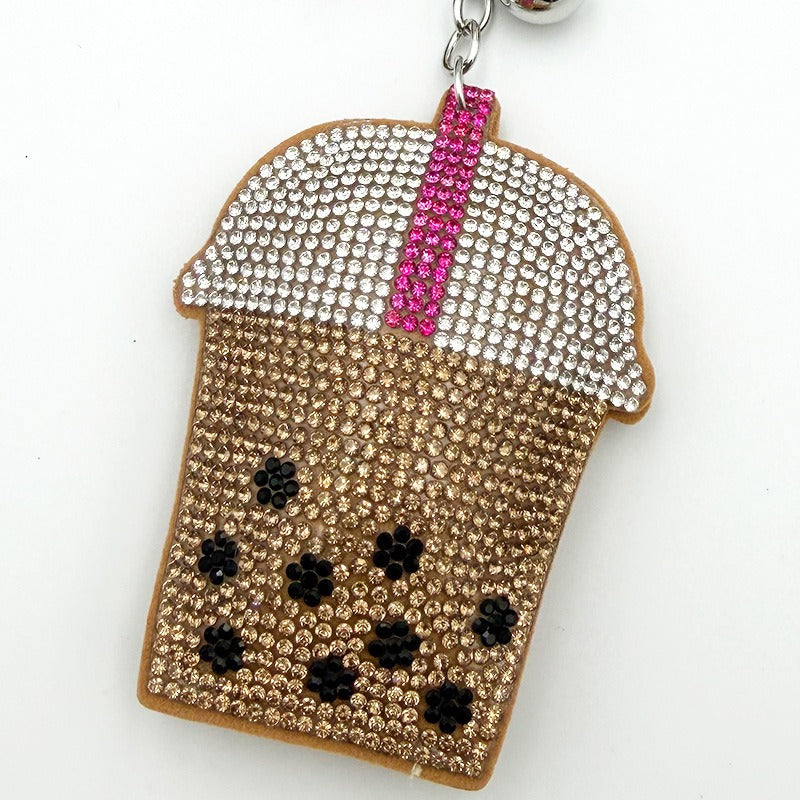 Milk Tea Rhinestone Keychain for DIY