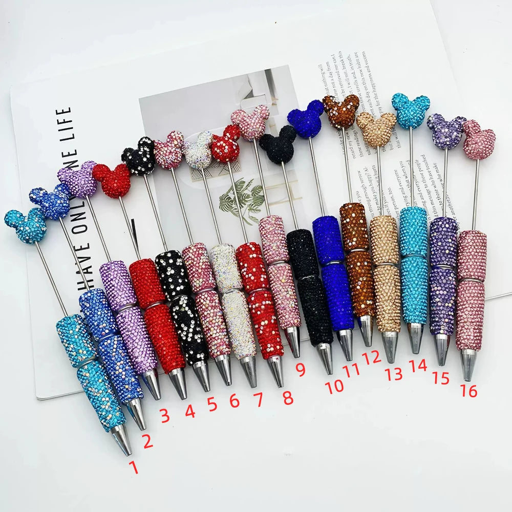 Mouse Head Beadable Rhinestone Pens for DIY