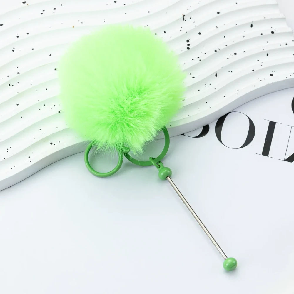 Multi Color Beadable Pom-Pom Keychain for DIY