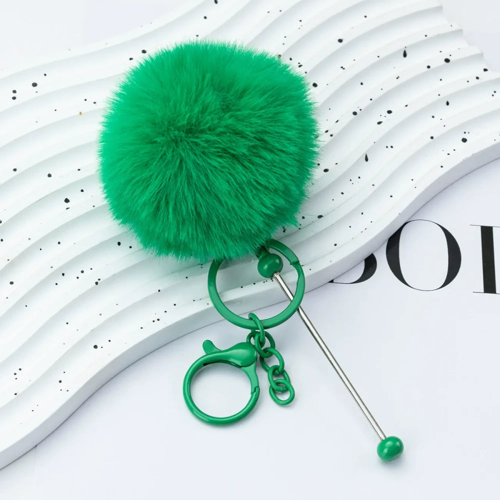 Multi Color Beadable Pom-Pom Keychain for DIY