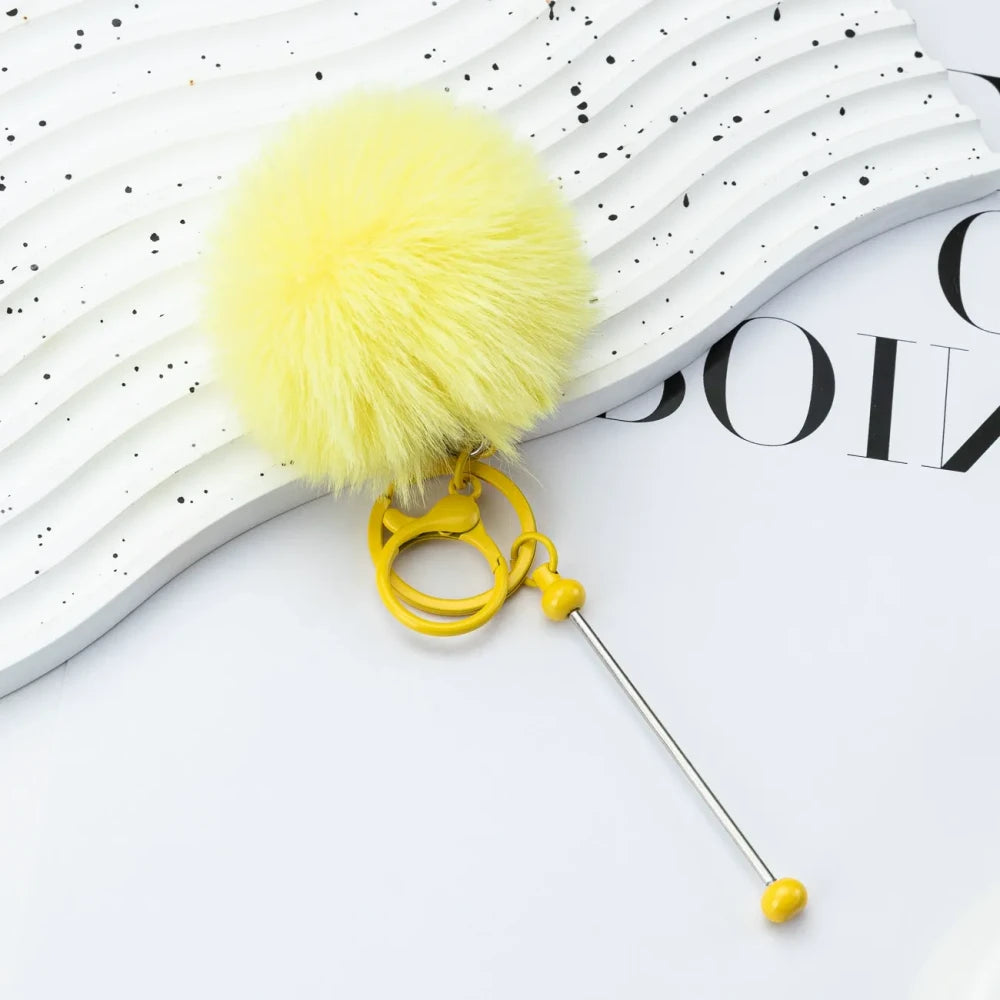 Multi Color Beadable Pom-Pom Keychain for DIY