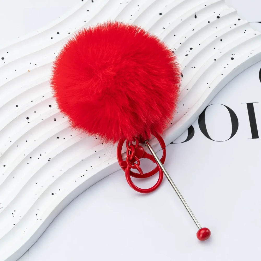 Multi Color Beadable Pom-Pom Keychain for DIY