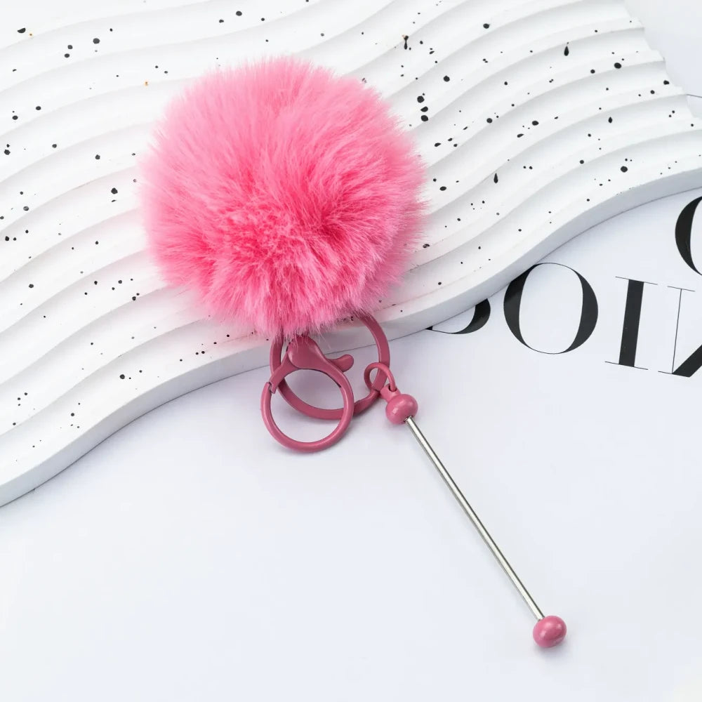 Multi Color Beadable Pom-Pom Keychain for DIY