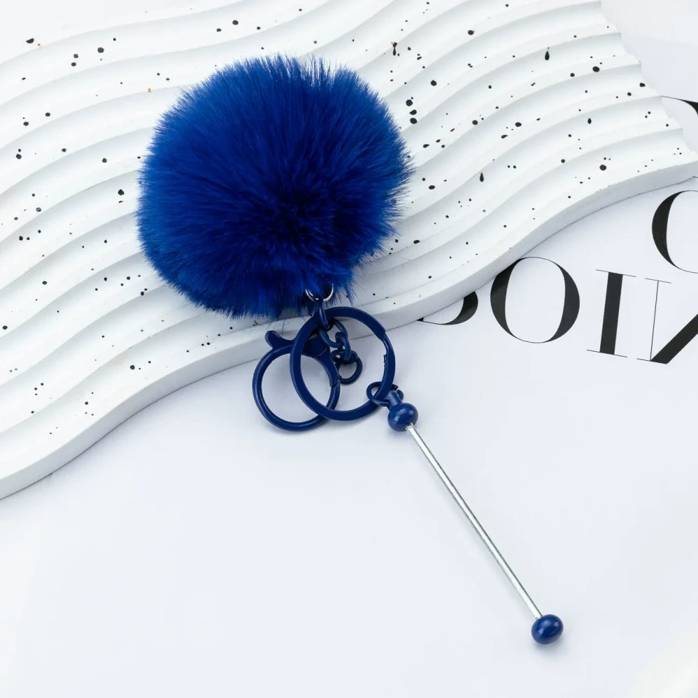 Multi Color Beadable Pom-Pom Keychain for DIY