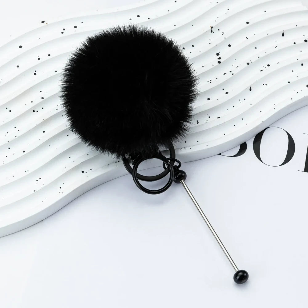 Multi Color Beadable Pom-Pom Keychain for DIY