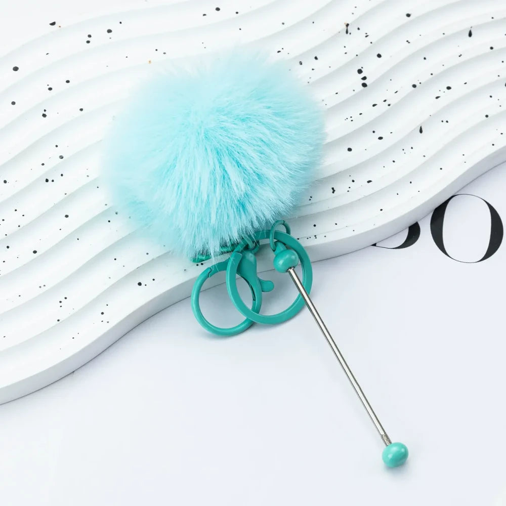 Multi Color Beadable Pom-Pom Keychain for DIY