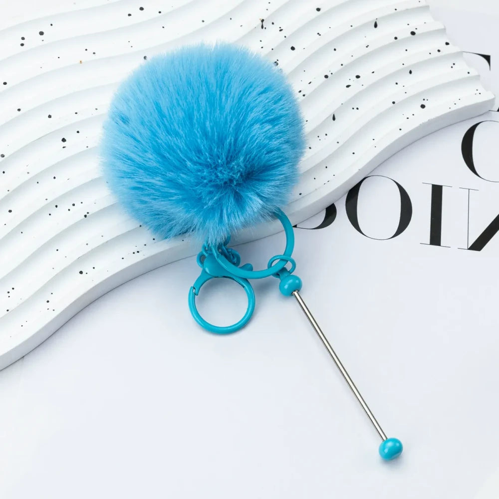 Multi Color Beadable Pom-Pom Keychain for DIY