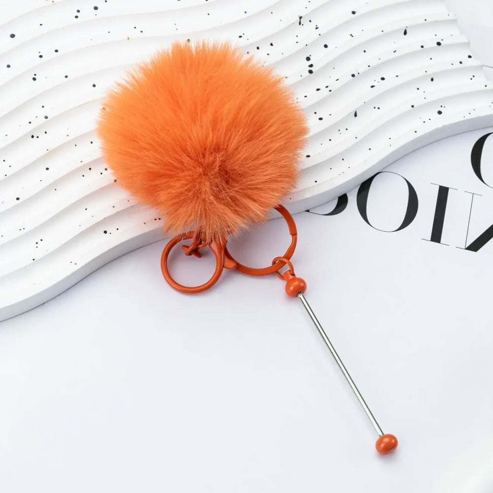 Multi Color Beadable Pom-Pom Keychain for DIY
