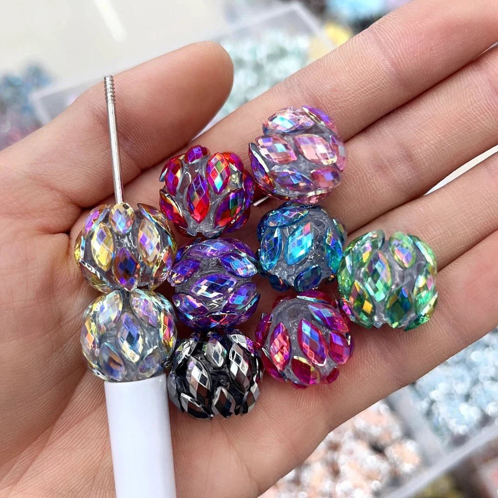 Oval Rhinestone Acrylic DIY Fancy Beads-Random Mixed