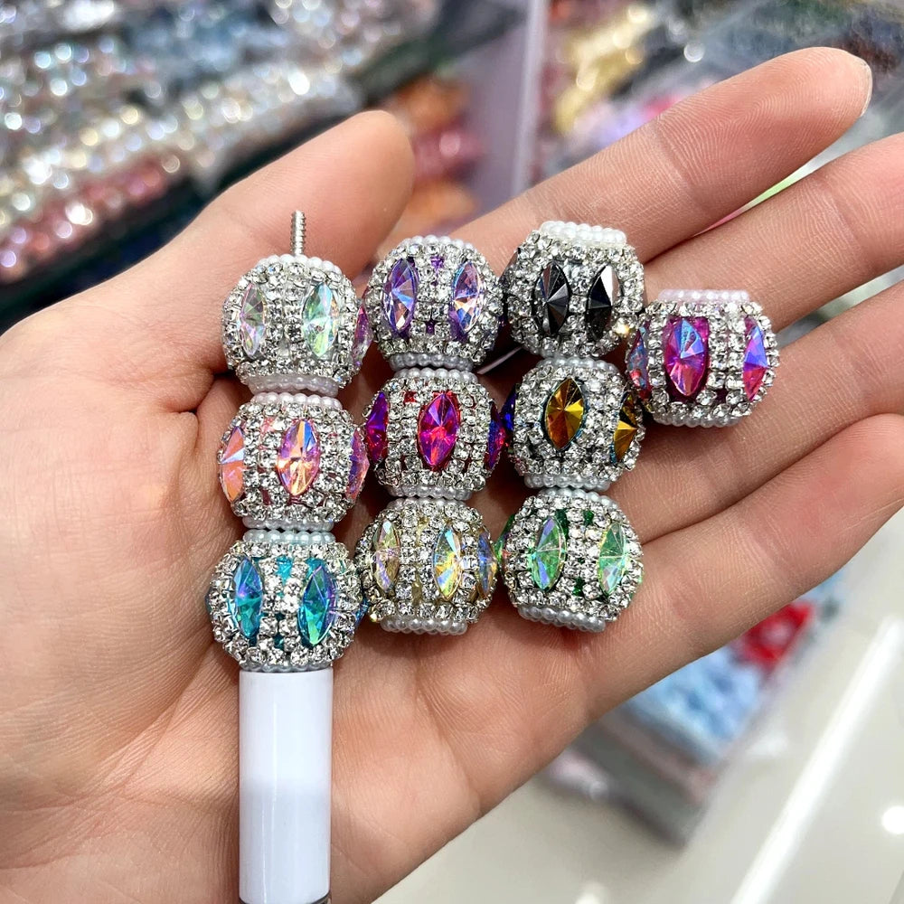 Oval Rhinestones Pearls Rhinestone Chain Acrylic DIY Fancy Beads-Random Mixed