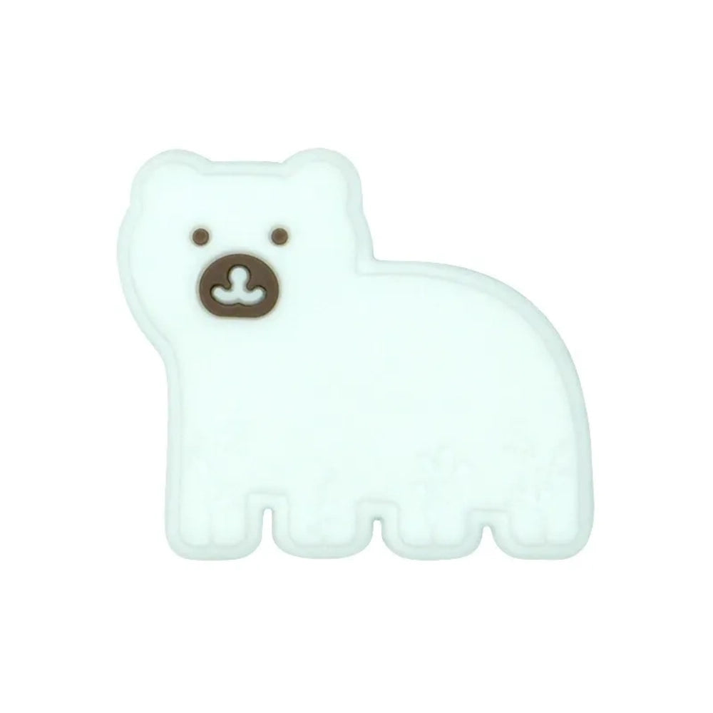 Assorted pastel silicone bear focal beads in blue, pink, white, yellow, gray, and tan with floral detail, shown in a flat lay grouping for DIY jewelry and beadable pen crafts. - 2