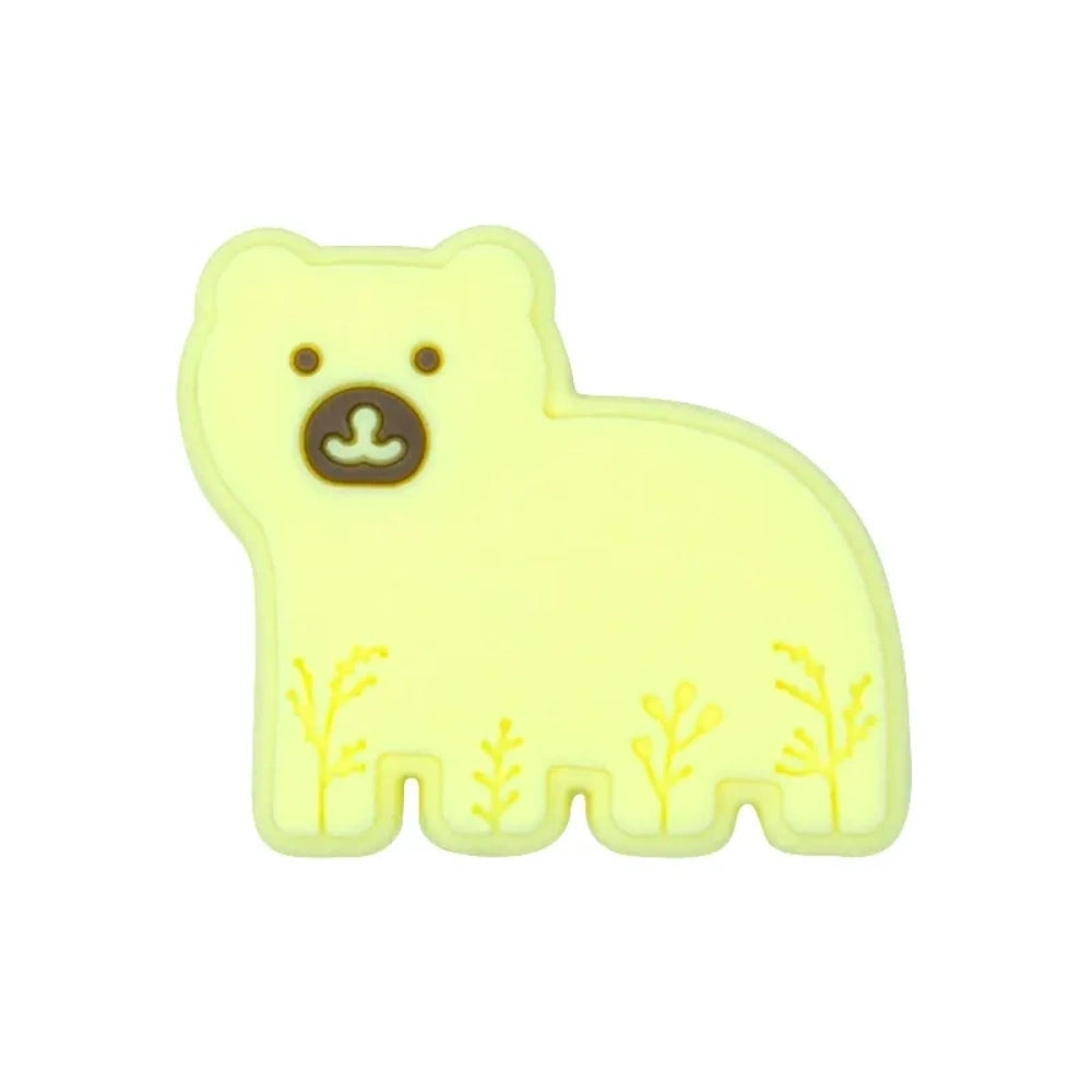 Assorted pastel silicone bear focal beads in blue, pink, white, yellow, gray, and tan with floral detail, shown in a flat lay grouping for DIY jewelry and beadable pen crafts. - 6