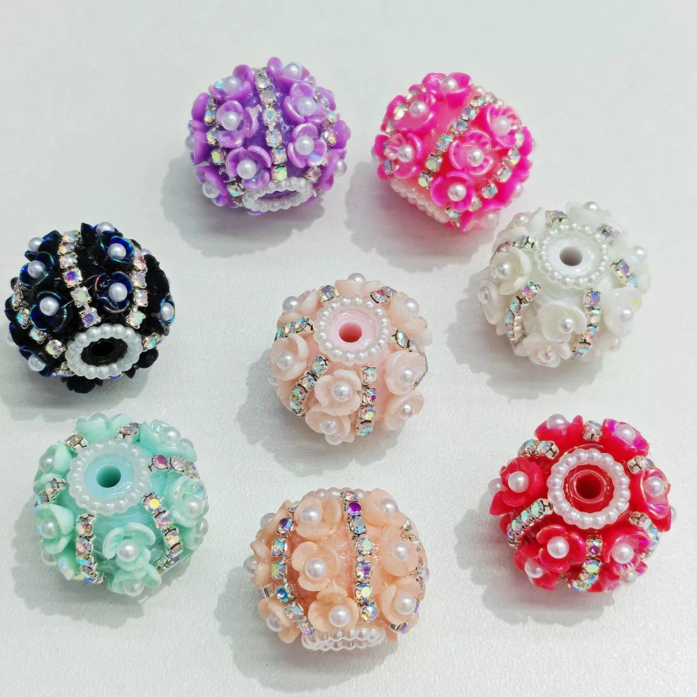 Pearls Flowers Rhinestone Chain Acrylic DIY Fancy Beads-Random Mixed