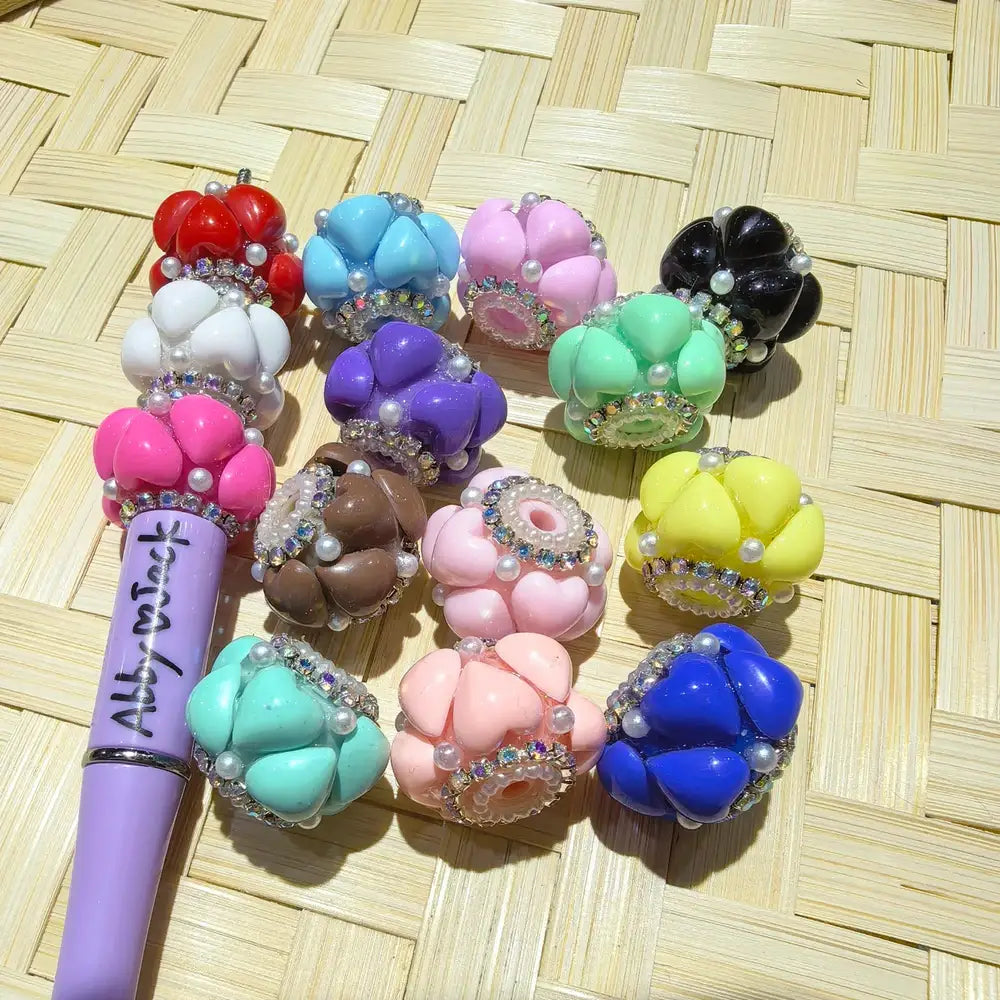 Pearls Heart Rhinestone Chain Acrylic DIY Fancy Beads