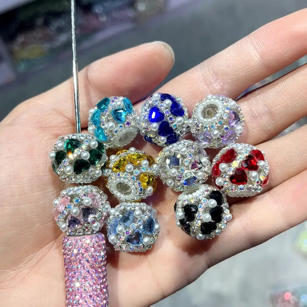 Pearls Heart Rhinestones and Rhinestone Chain Acrylic DIY Fancy Beads-Random Mixed