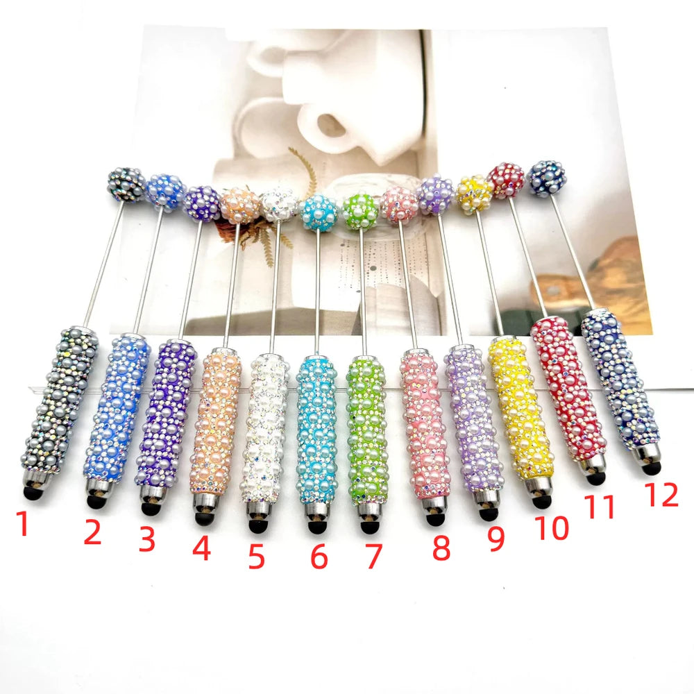 Pearls Rhinestones Beadable Stylus Pens