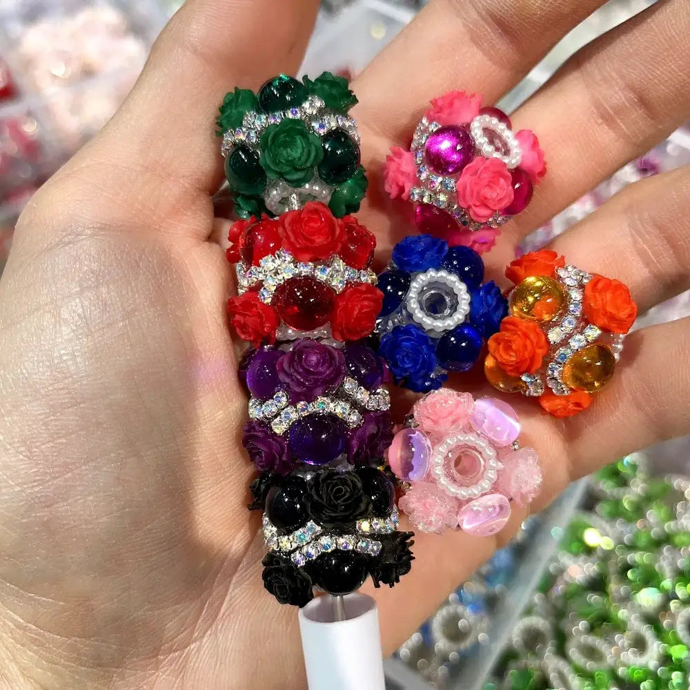 Pearls Roses Rhinestone Chain Acrylic DIY Fancy Beads-Random Mixed