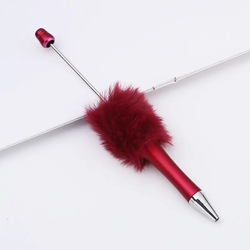 Plush Pom Pom Beadable Pen in Solid Colors DIY Pen