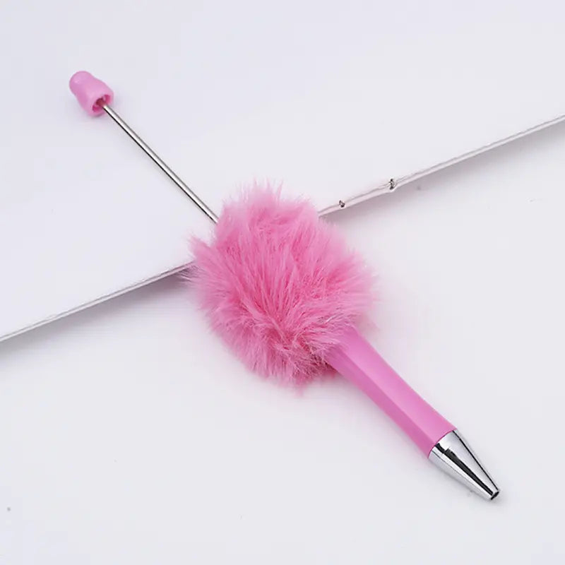 Plush Pom Pom Beadable Pen in Solid Colors DIY Pen