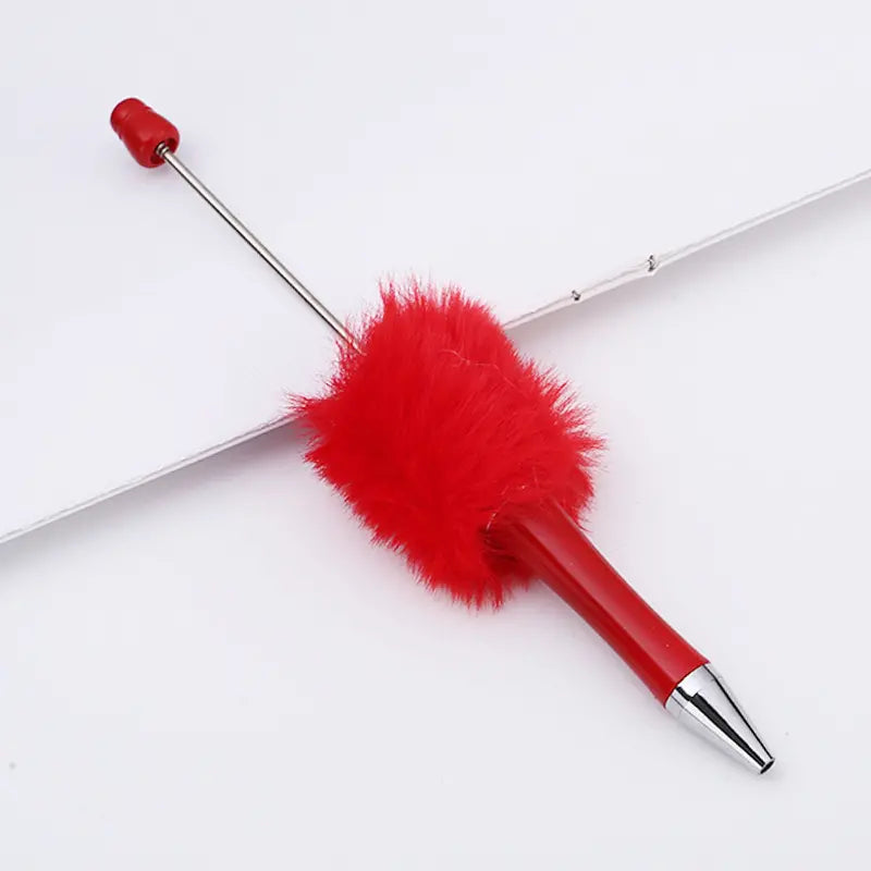 Plush Pom Pom Beadable Pen in Solid Colors DIY Pen