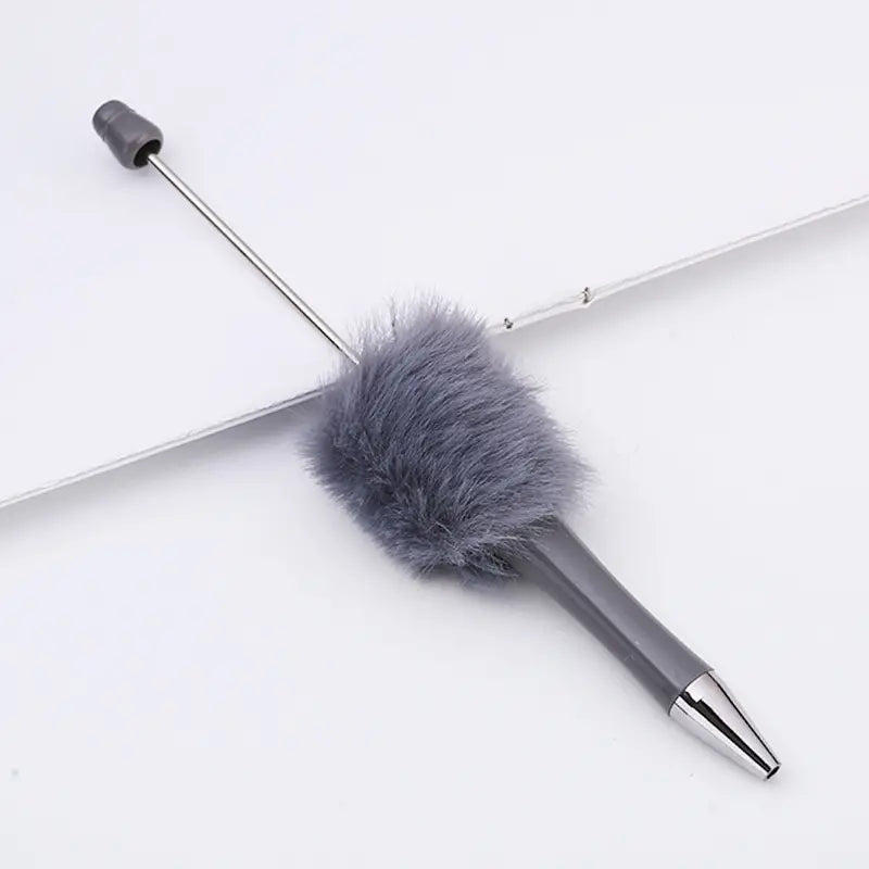 Plush Pom Pom Beadable Pen in Solid Colors DIY Pen