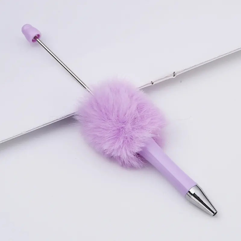 Plush Pom Pom Beadable Pen in Solid Colors DIY Pen