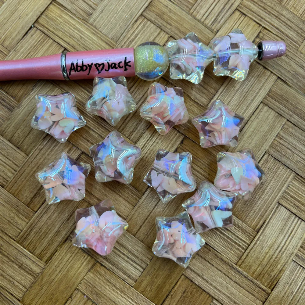Pink Heart Star Acrylic Beads | Beadable Pens Bracelets Keychain