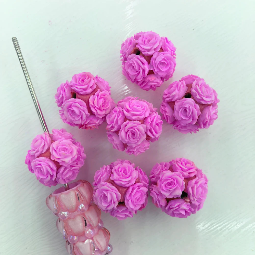 Pink Rose Clay DIY Fancy Beads
